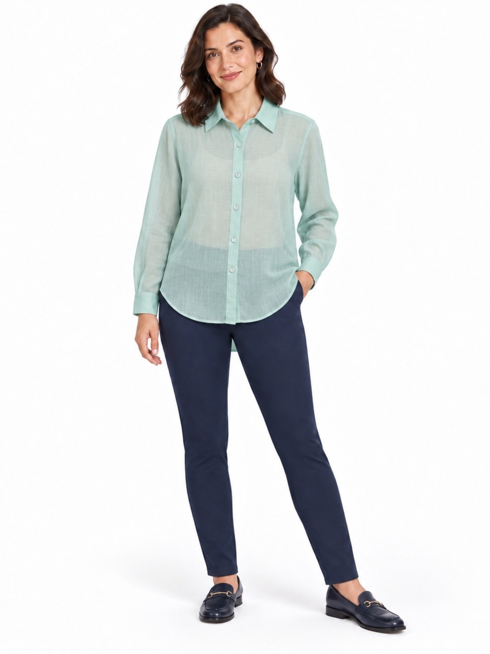 Radarista SZ L Mint Green Button-Down Tunic Shirt/Bust 48”/PTP 24”